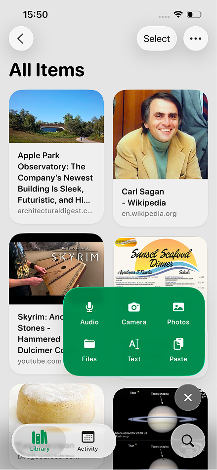 Savespace Library Tab