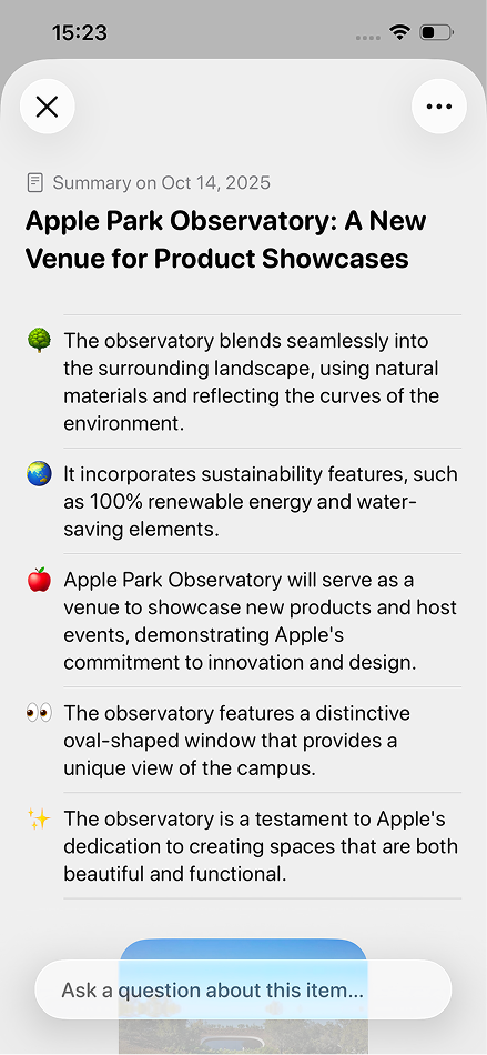 Savespace Summary View