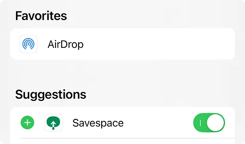 Savespaceを有効にしたiOSのお気に入り編集画面。